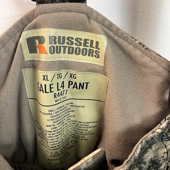 Russell Outdoors L4 Gale Soft Shell Pants Suspenders Mossy Oak XL CAMO R4477 - Picture 3 of 8